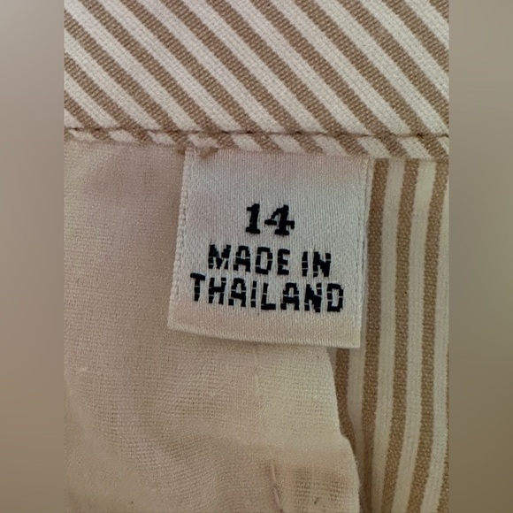 Talbots Woman’s Seersucker Size 14 Stretch Tan White Striped Pants - Picture 8 of 8